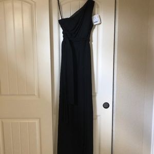Brand New Amsale Black Silk Chiffon Dress G558C